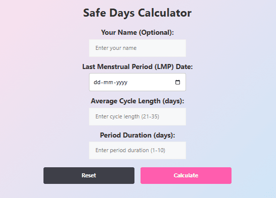 Safe days calculator